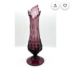 Vintage Viking Glass Amethyst Purple Swung Vase Signed SM Sandwich Glass Museum